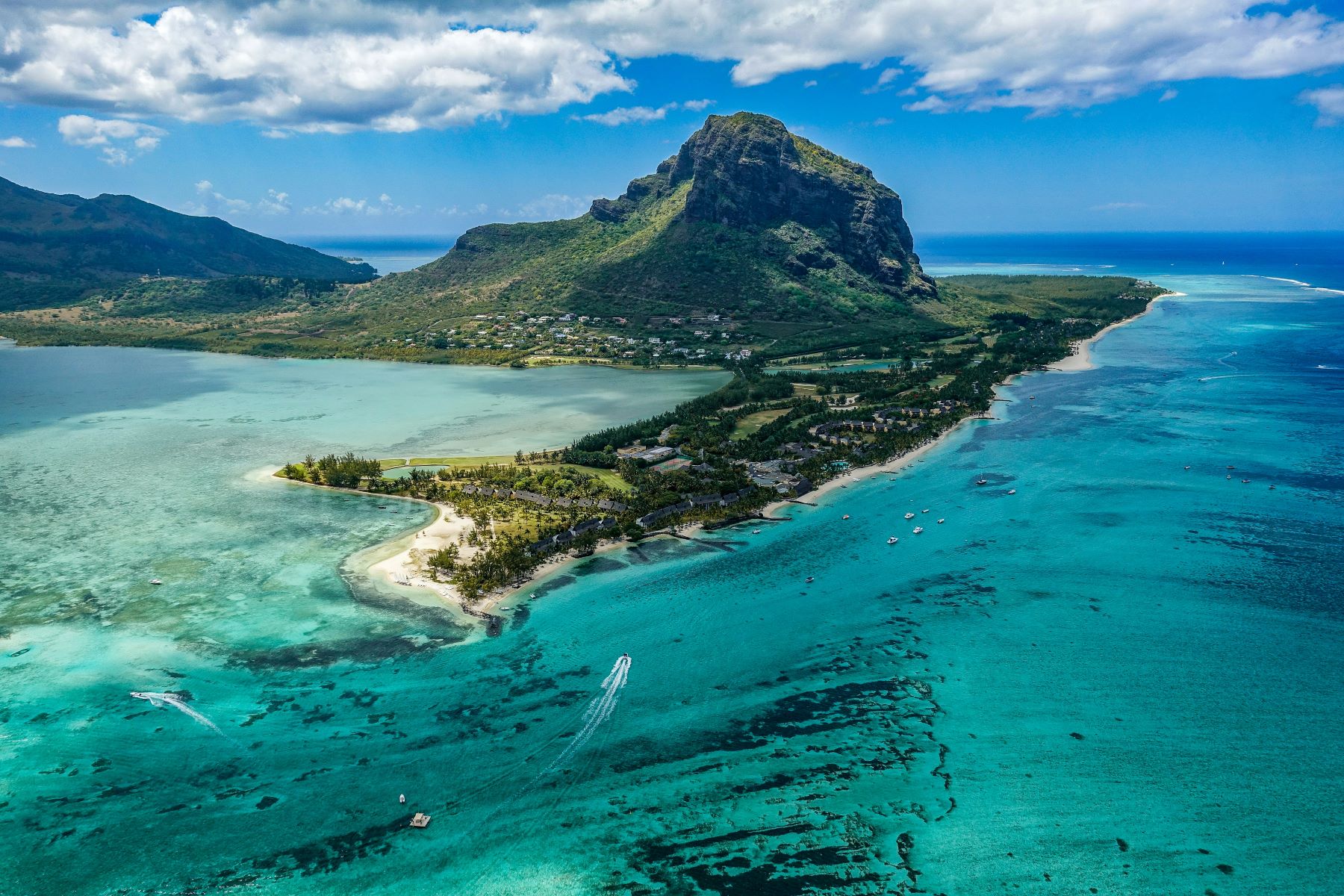 Aerial view of island beside body of water