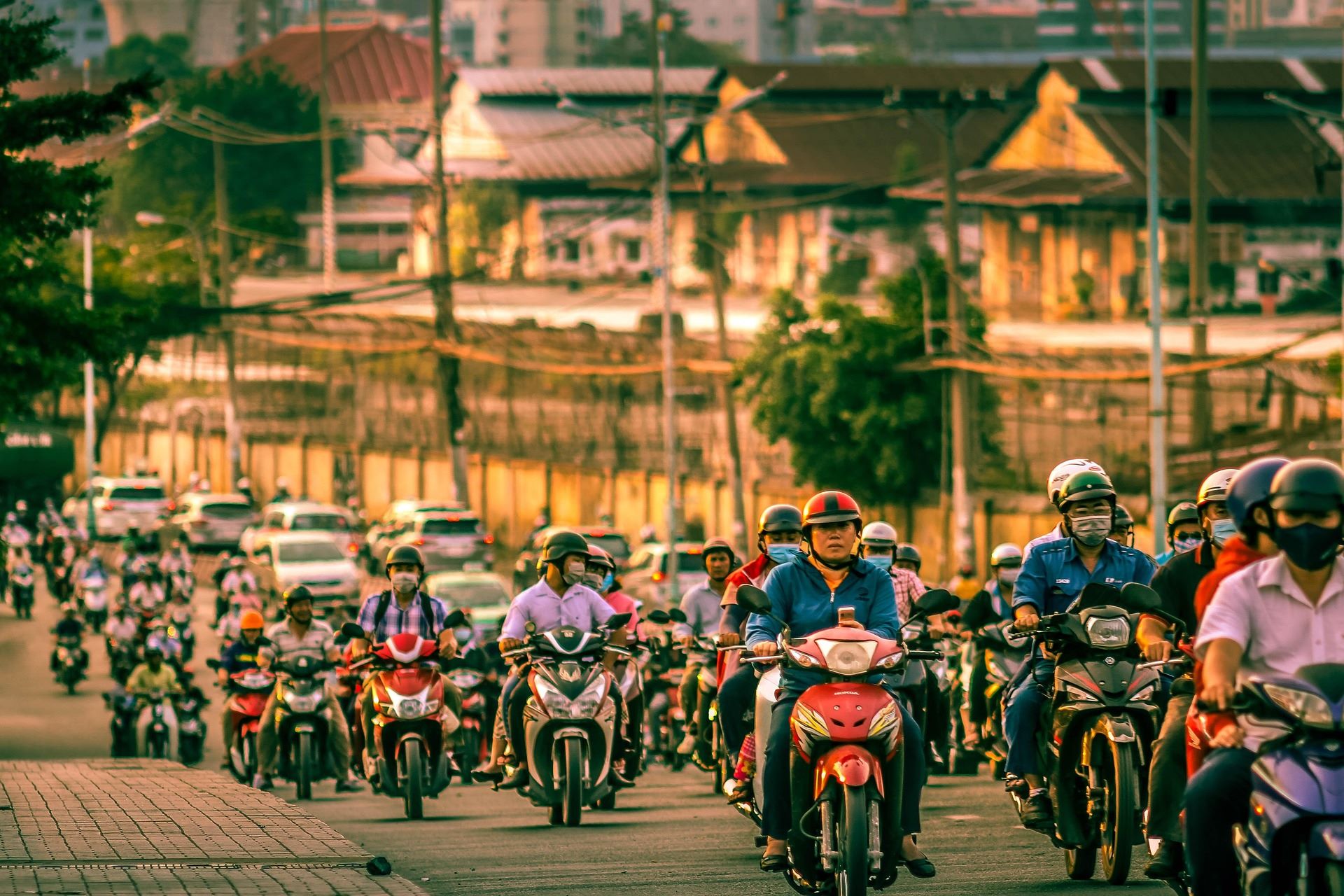Street commuters in city